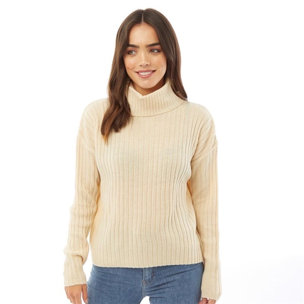 Brave Soul London | Cream Ribbed Turtleneck